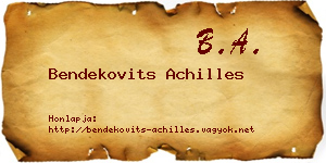 Bendekovits Achilles névjegykártya